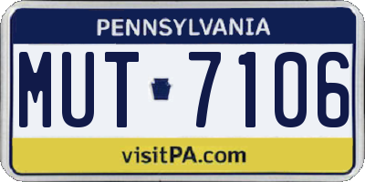 PA license plate MUT7106