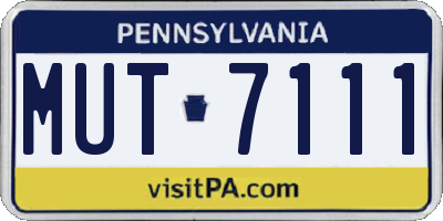PA license plate MUT7111