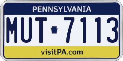PA license plate MUT7113