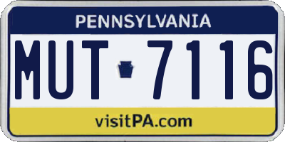 PA license plate MUT7116