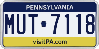 PA license plate MUT7118
