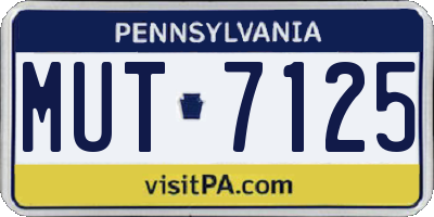 PA license plate MUT7125