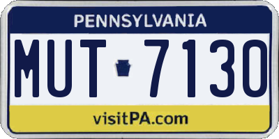 PA license plate MUT7130