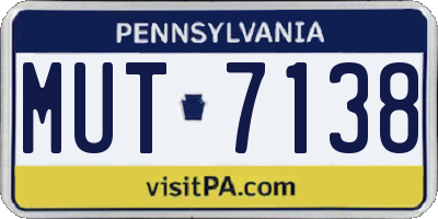 PA license plate MUT7138
