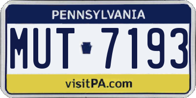 PA license plate MUT7193