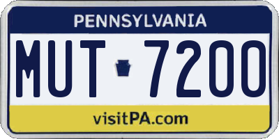 PA license plate MUT7200