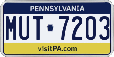 PA license plate MUT7203