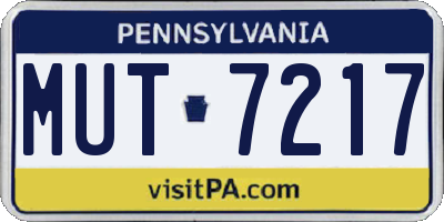 PA license plate MUT7217