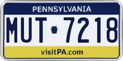 PA license plate MUT7218