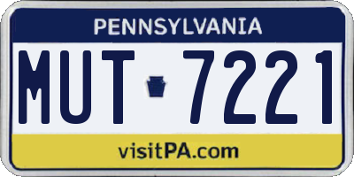 PA license plate MUT7221