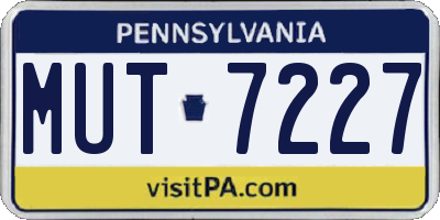 PA license plate MUT7227