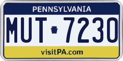PA license plate MUT7230