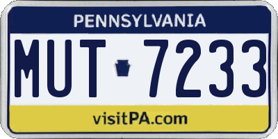 PA license plate MUT7233