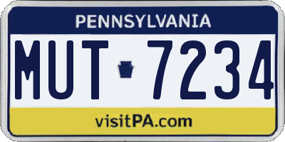 PA license plate MUT7234