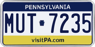 PA license plate MUT7235