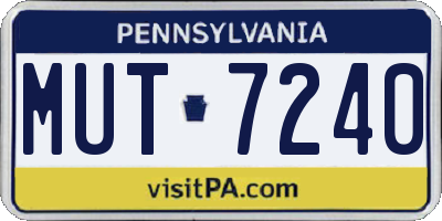 PA license plate MUT7240