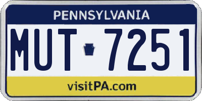 PA license plate MUT7251