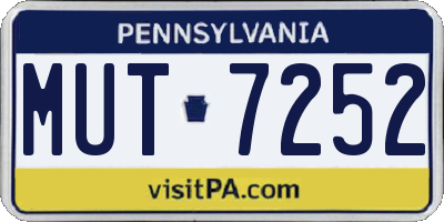 PA license plate MUT7252