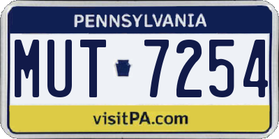 PA license plate MUT7254