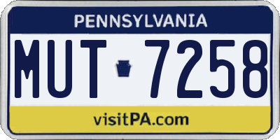 PA license plate MUT7258
