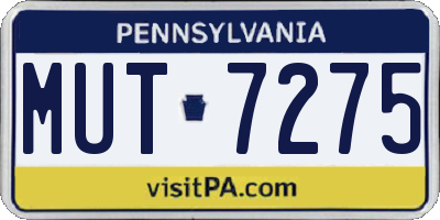 PA license plate MUT7275