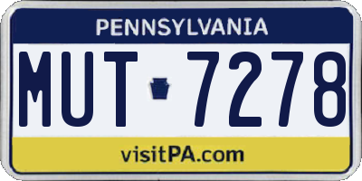 PA license plate MUT7278