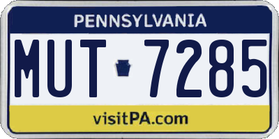 PA license plate MUT7285