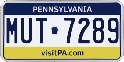 PA license plate MUT7289