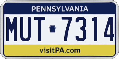 PA license plate MUT7314