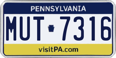 PA license plate MUT7316