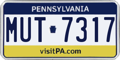 PA license plate MUT7317