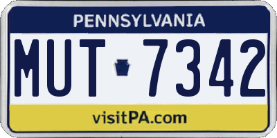 PA license plate MUT7342