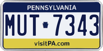 PA license plate MUT7343