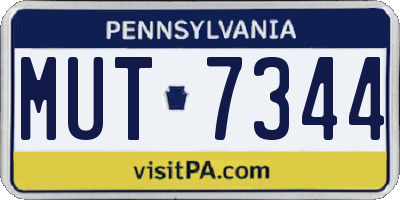 PA license plate MUT7344