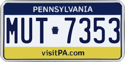 PA license plate MUT7353