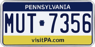 PA license plate MUT7356