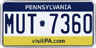 PA license plate MUT7360