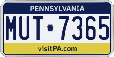 PA license plate MUT7365