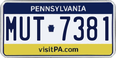PA license plate MUT7381