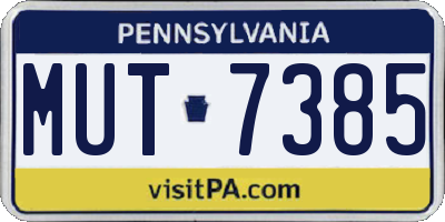 PA license plate MUT7385