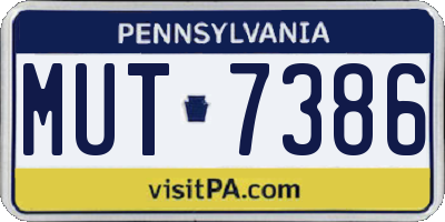 PA license plate MUT7386