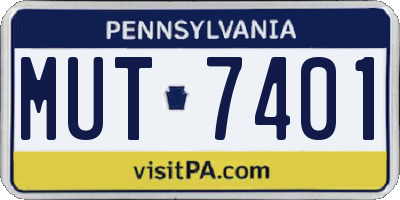 PA license plate MUT7401