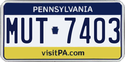 PA license plate MUT7403