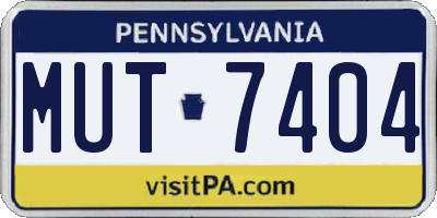 PA license plate MUT7404
