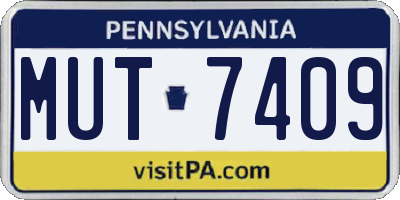 PA license plate MUT7409