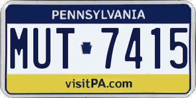 PA license plate MUT7415