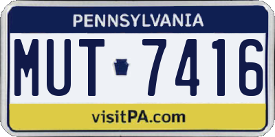 PA license plate MUT7416