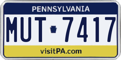 PA license plate MUT7417