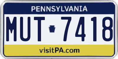 PA license plate MUT7418