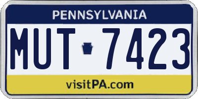 PA license plate MUT7423